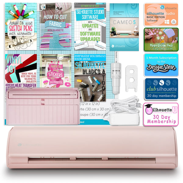 Silhouette Pink Cameo 5 w/ Advanced Blade Pack, 38 Oracal Sheets, Siser HTV