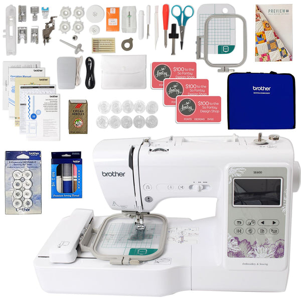 Brother SE600 Computerized Sewing and Embroidery Machine with 4 x 4  Embroidery Area 