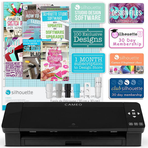 Silhouette White Cameo 4 w/ 15 x 15 Turquoise Slide Out Heat Press Bundle