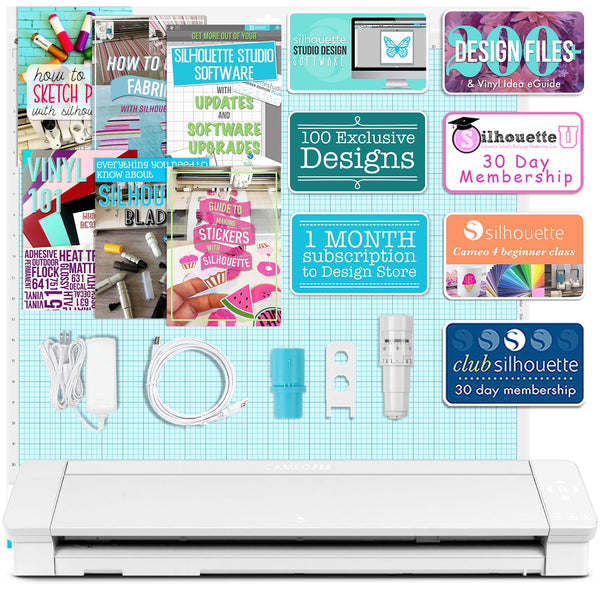 Silhouette Cameo 4 Pro - 24 w/ 15 x 15 White Heat Press & HTV Bundle