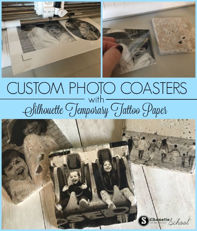 Make Photo Coaster with Silhouette Temporary Tattoo Paper Swing Design