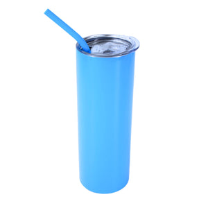 20oz Color Powder Coated Stainless Steel Skinny Tumbler - Blue Swing Design 