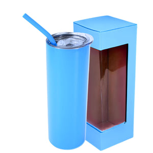 20oz Color Powder Coated Stainless Steel Skinny Tumbler - Blue Swing Design 