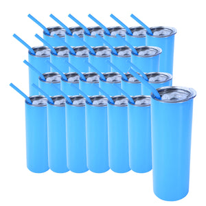 20oz Color Powder Coated Stainless Steel Skinny Tumbler - Blue Swing Design 