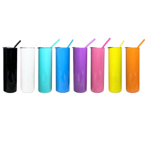 20oz Color Powder Coated Stainless Steel Skinny Tumbler Multi Color - 8 Pack ProSub 