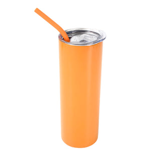 20oz Color Powder Coated Stainless Steel Skinny Tumbler - Orange Swing Design 