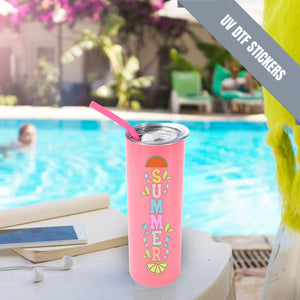 20oz Color Powder Coated Stainless Steel Skinny Tumbler - Pink ProSub 