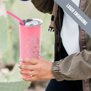 20oz Color Powder Coated Stainless Steel Skinny Tumbler - Pink ProSub 