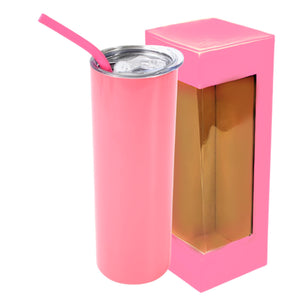 20oz Color Powder Coated Stainless Steel Skinny Tumbler - Pink Swing Design 