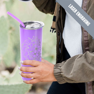 20oz Color Powder Coated Stainless Steel Skinny Tumbler - Purple ProSub 