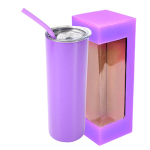 20oz Color Powder Coated Stainless Steel Skinny Tumbler - Purple Swing Design 