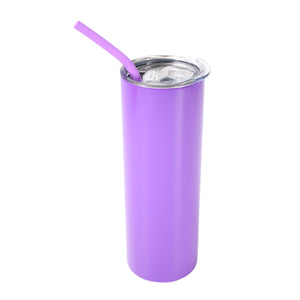 20oz Color Powder Coated Stainless Steel Skinny Tumbler - Purple Swing Design 