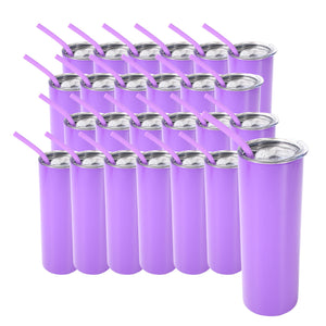 20oz Color Powder Coated Stainless Steel Skinny Tumbler - Purple Swing Design 