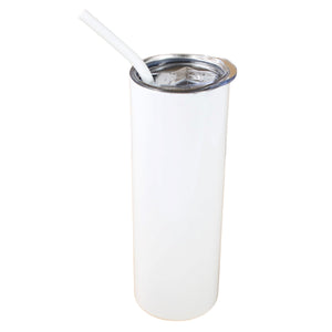 20oz Color Powder Coated Stainless Steel Skinny Tumbler - White Swing Design 