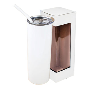 20oz Color Powder Coated Stainless Steel Skinny Tumbler - White Swing Design 