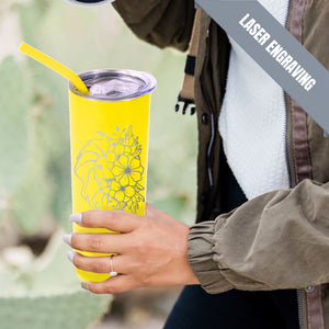 20oz Color Powder Coated Stainless Steel Skinny Tumbler - Yellow ProSub 