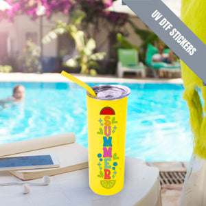 20oz Color Powder Coated Stainless Steel Skinny Tumbler - Yellow ProSub 