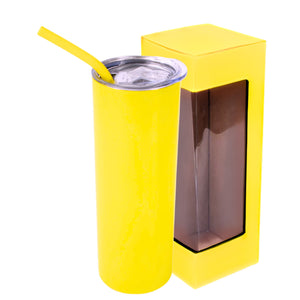 20oz Color Powder Coated Stainless Steel Skinny Tumbler - Yellow Swing Design 