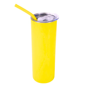 20oz Color Powder Coated Stainless Steel Skinny Tumbler - Yellow Swing Design 