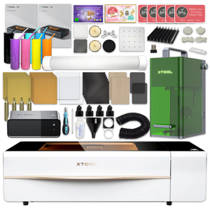 xTool P2S 55W CO2 Laser Cutter & F1 Portable Laser Engraver Bundle - White