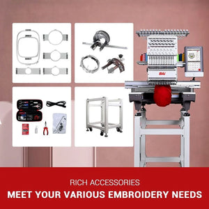 BAi Mirror 15 Needle Commercial Embroidery Machine Bundle with Cap Press & Hoops Brother Sewing Bundle Bai 