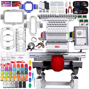 BAi MIRROR 15 Needle Commercial Embroidery Machine with Mighty Hoop Bundle Brother Sewing Bundle Bai 