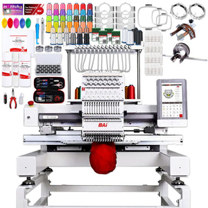 BAi VISION 15 Needle Embroidery Machine with Deluxe Mighty Hoop Bundle Brother Sewing Bundle Bai 