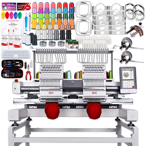 BAi VISION Two Head 15 Needle Commercial Embroidery Machine Deluxe Bundle Brother Sewing Bundle Bai 