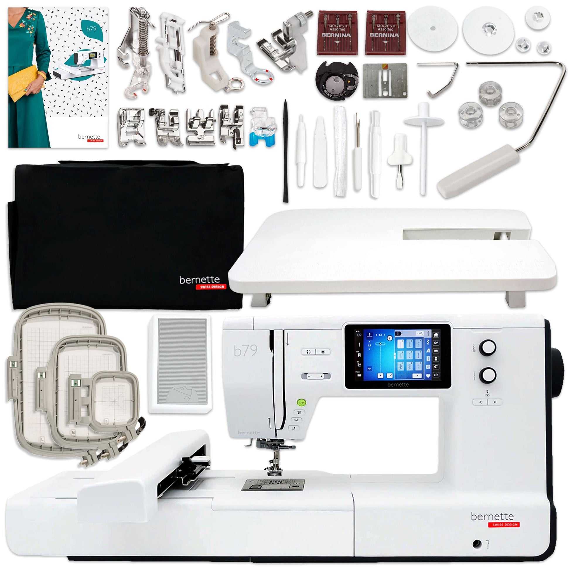 Bernette B79 Sewing & Embroidery Machine Bundle with 3 Embroidery Hoops Brother Sewing Bundle Bernette 