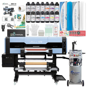 DTF Station Aries 124 UV DTF Printer w/ Inks, Supplies, Compressor & Training DTF Bundles Prestige 