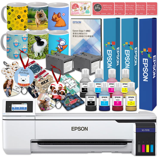 Epson PRO F570 Desktop 24" Sublimation Printer w/ Cameo 4 Pro 24" Vinyl Cutter Epson F570 Bundle Epson Without Liftgate 