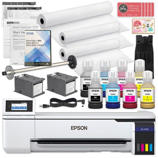 Epson SureColor PRO F570 24" Sublimation Printer w/ 450 Sheets Paper & Blanks Sublimation Bundle Epson 