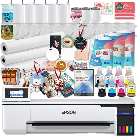 Epson SureColor PRO F570 24" Sublimation Printer w/ 450 Sheets Paper & Blanks Sublimation Bundle Epson Epson F570 Bundle 