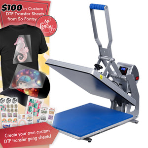 Hotronix Automatic Clam Heat Press - 16″ x 20″ with $100 in DTF Custom Transfers Heat Press Hotronix 