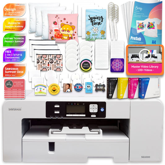 Sawgrass UHD Virtuoso SG1000 Sublimation Printer with Deluxe Stater Bundle Sublimation Bundle Sawgrass 20ml Ink Set 