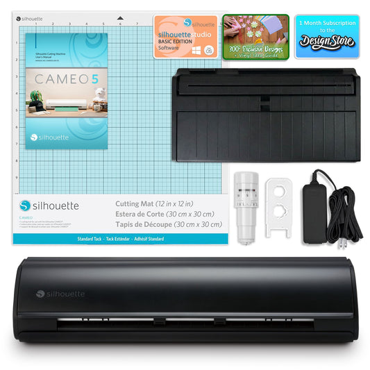 Silhouette Black Cameo 5 w/ 38 Oracal Sheets, Siser HTV, Guides, 24 Pens Silhouette Bundle Silhouette 