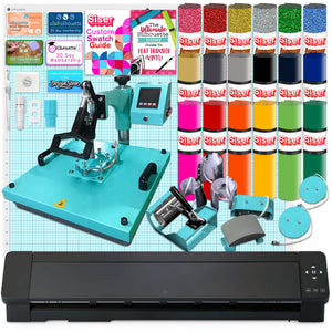 Silhouette Cameo 5 PRO MK-II with 8-in-1 Turquoise Heat Press & Siser HTV Silhouette Bundle Silhouette 