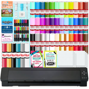 Silhouette Cameo PRO MK-II w/ 38 Oracal Sheets, Siser HTV, Guides, 24 Pens Silhouette Bundle Silhouette 