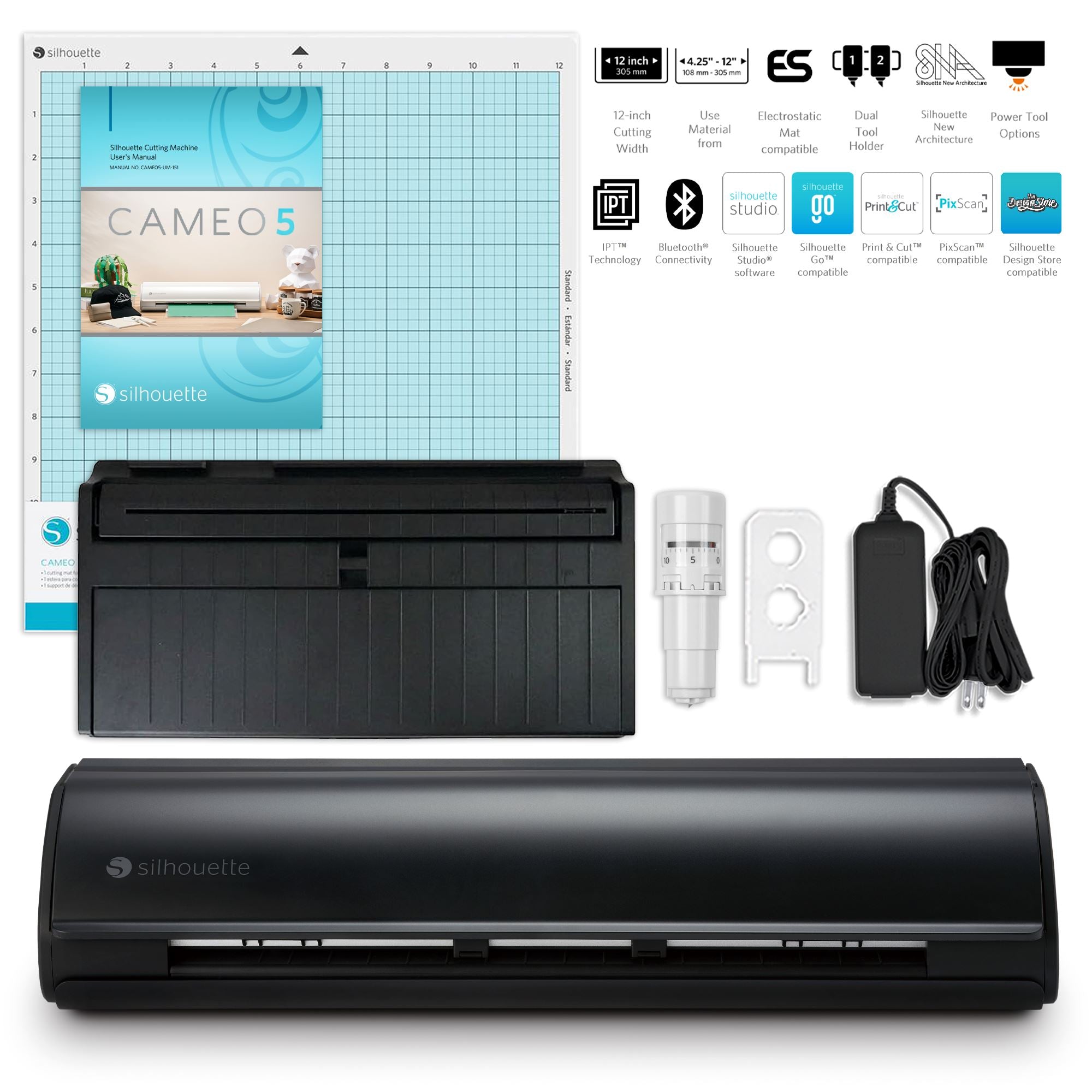 Silhouette Cameo 5 12 inch Cutting Machine with Studio Software Matte Black  Edition