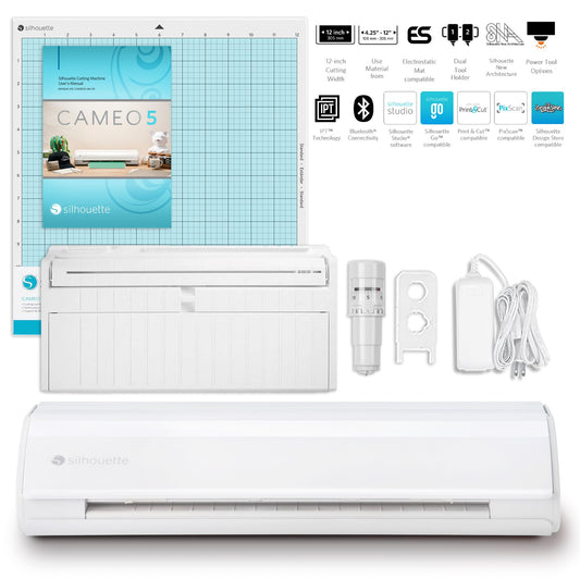 Silhouette White Cameo 5 - 12" Vinyl Cutter with Roll Feeder Silhouette Bundle Silhouette 