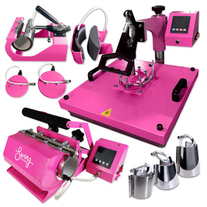 Swing Design 15" x 15" 8-in-1 Heat Press with 30oz Tumbler Press - Pink Heat Press Swing Design 