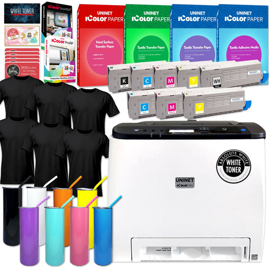 Uninet IColor 560 White Transfer Printer Double Toner Bundle, $1044 Software Uninet Bundle UniNET 