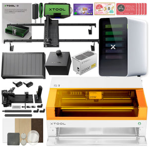 xTool S1 Laser Cutter & Engraver Bundle w/ Rotary, Rail, Riser, Filter - White Laser Engraver xTool 20W Diode Laser 