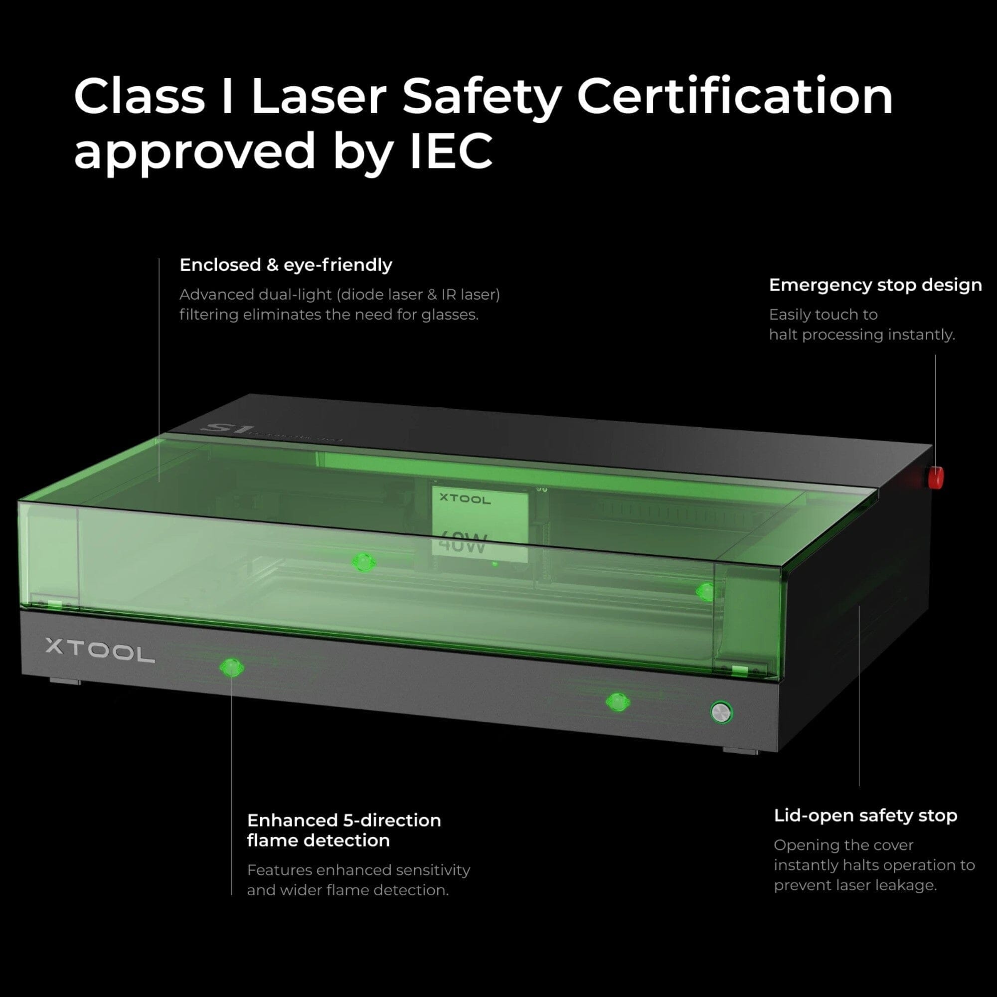 xTool S1 Laser Cutter & Engraver Machine Base Bundle - 20W Diode Laser