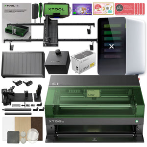 xTool S1 Laser Cutter & Engraver Machine Bundle w/ Rotary, Rail, Riser, Filter Laser Engraver xTool 40W Diode Laser + $500 