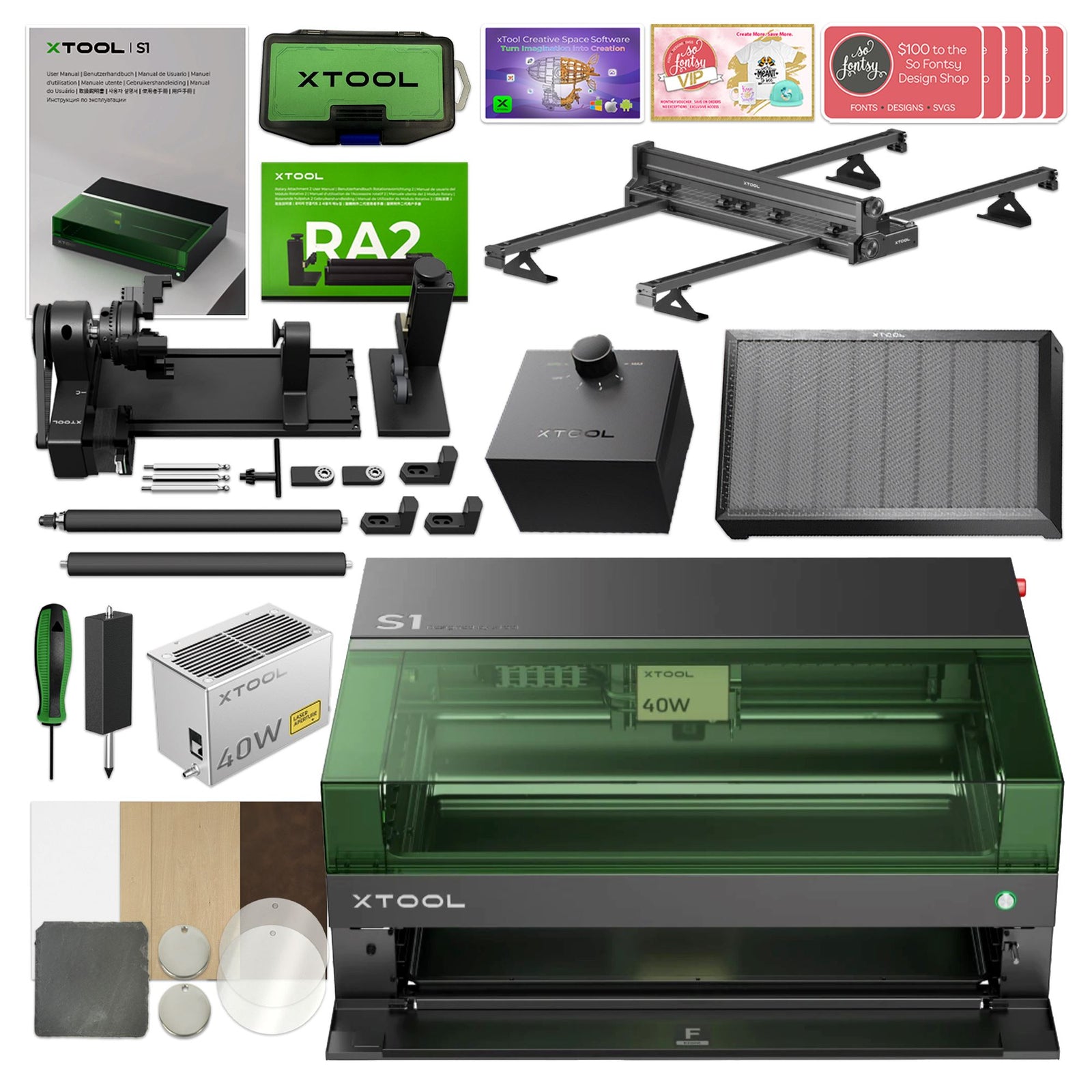 XTool S1 Craft Laser Cutter & Engraver Bundles & Accessories– Swing Design