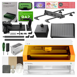 xTool S1 Laser Cutter & Engraver Machine Bundle w/ Rotary, Rail & Riser - White Laser Engraver xTool 40W Diode Laser + $400 