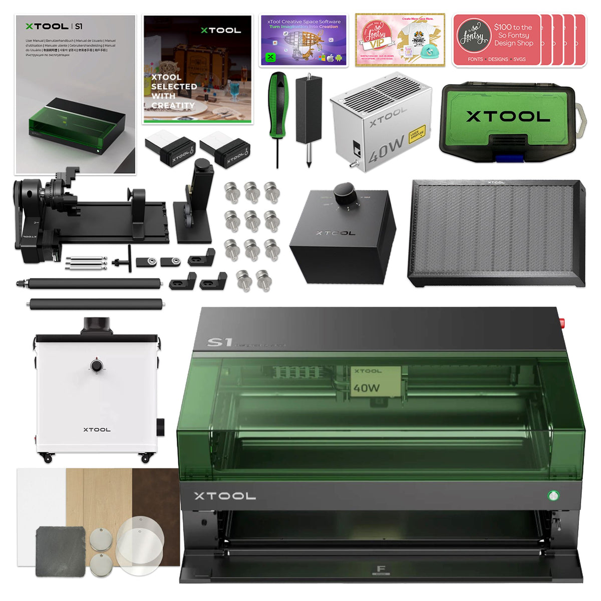 XTool S1 Craft Laser Cutter & Engraver Bundles & Accessories– Swing Design