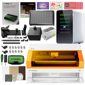 xTool S1 Laser Cutter & Engraver Machine Bundle w/ Rotary, Riser, Filter - White Laser Engraver xTool 40W Diode Laser + $500 