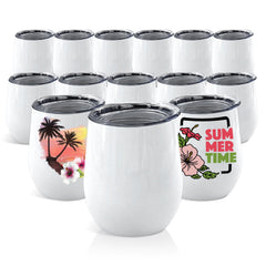 12oz Premium AAA Wine Tumbler Stemless Sublimation Blanks - White